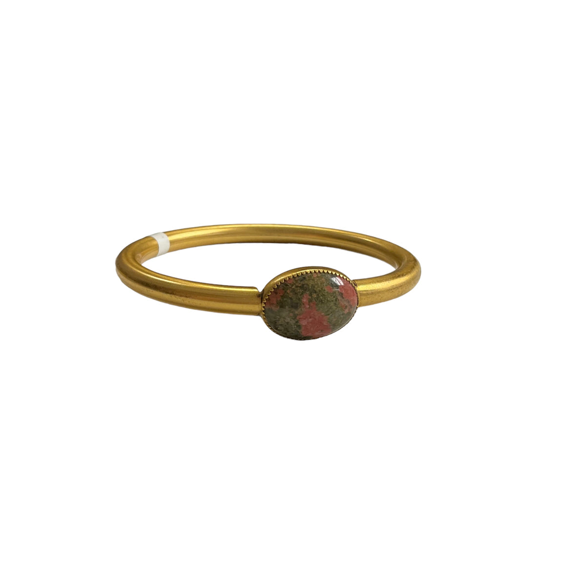 Goldtone Bangle with Agate Detail