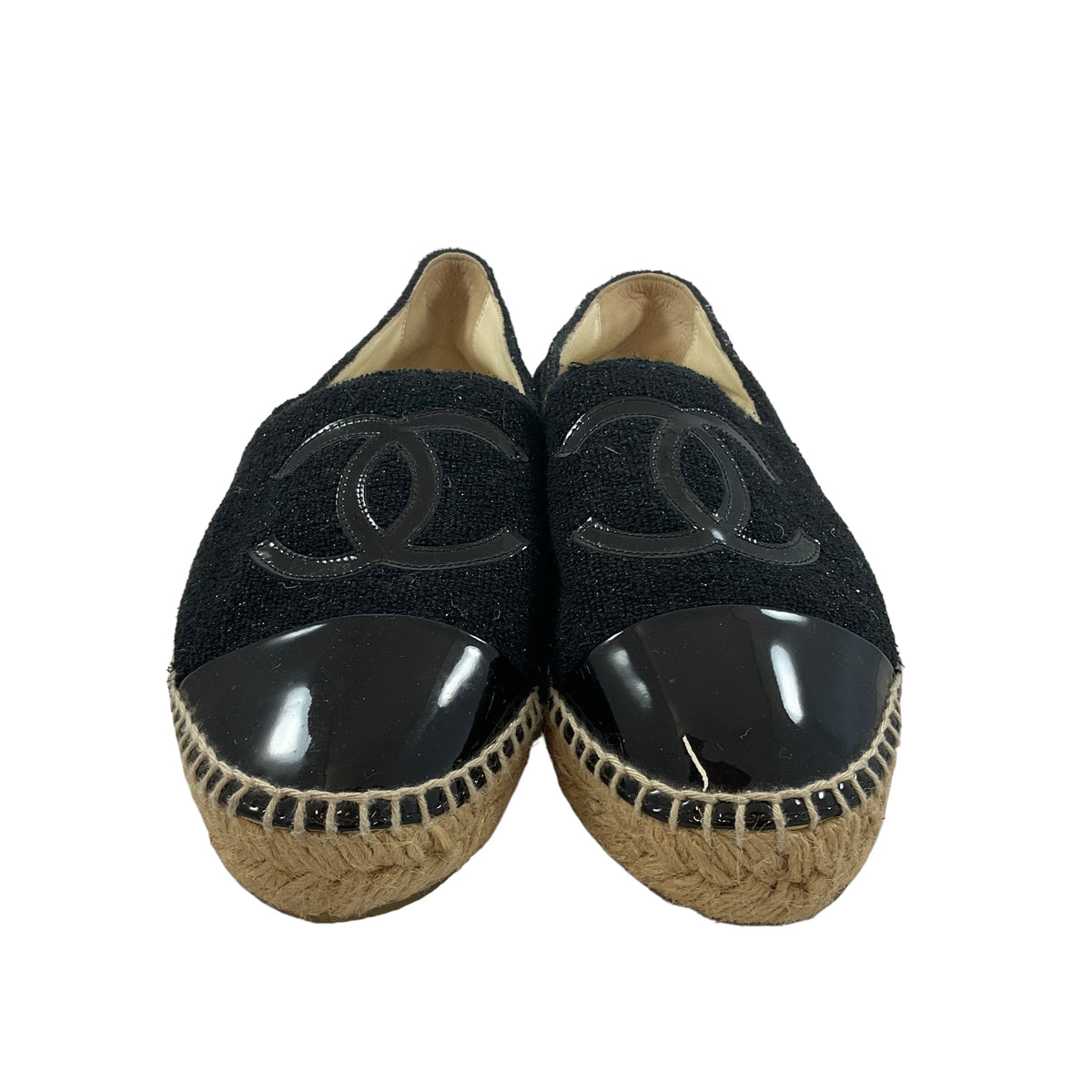 Chanel Monochromatic Tweed Espadrille Flats. Size 38
