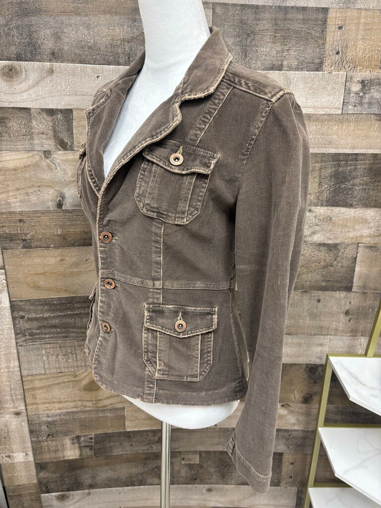 Chocolate Brown Corduroy Jacket w/Bronze Buttons Size S