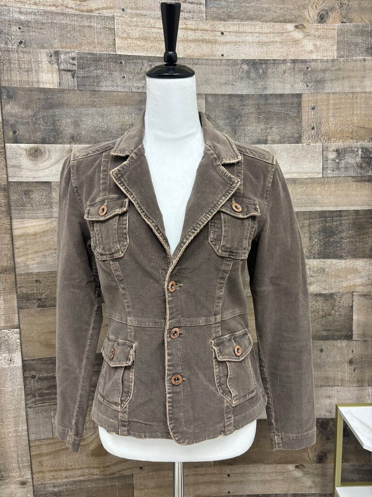Chocolate Brown Corduroy Jacket w/Bronze Buttons Size S