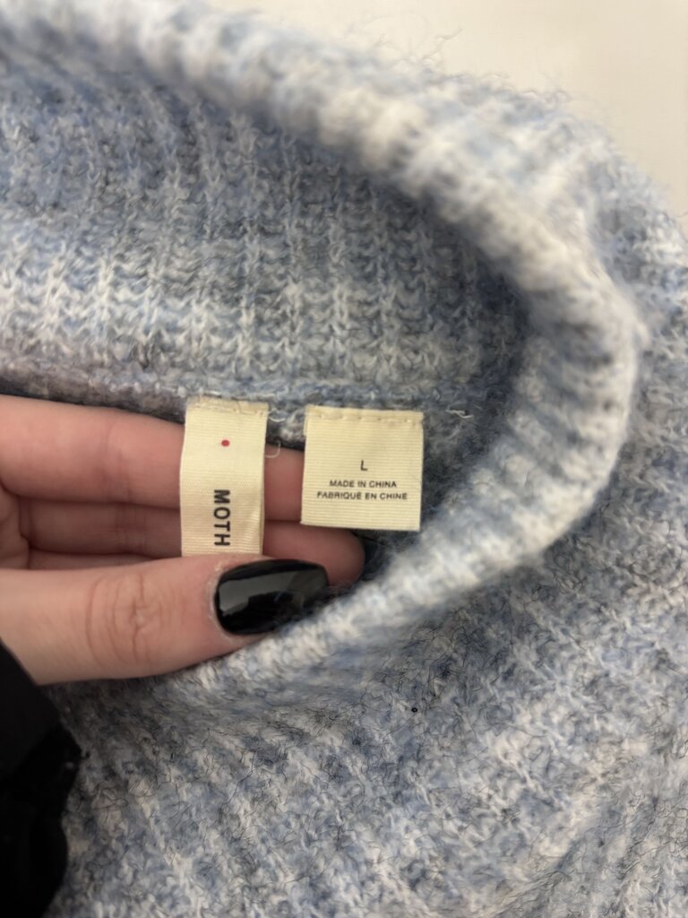 Moth Baby Blue Chunky Knit Marled V-Neck Sweater Size L