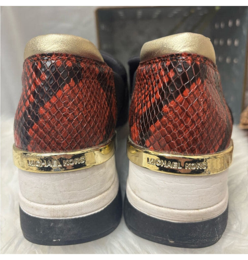 Michael Koss Black w/Red Snake Skin Heel Slip On Trainers Size 10