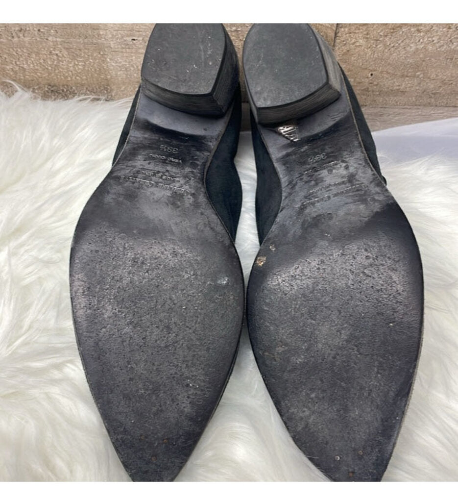 Officine Creative Black Suede Bootie w/Silver Heel Zipper Size 39.5