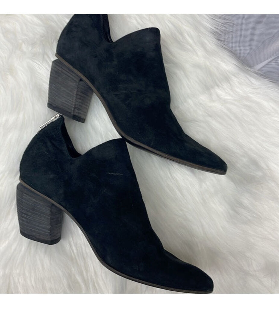 Officine Creative Black Suede Bootie w/Silver Heel Zipper Size 39.5