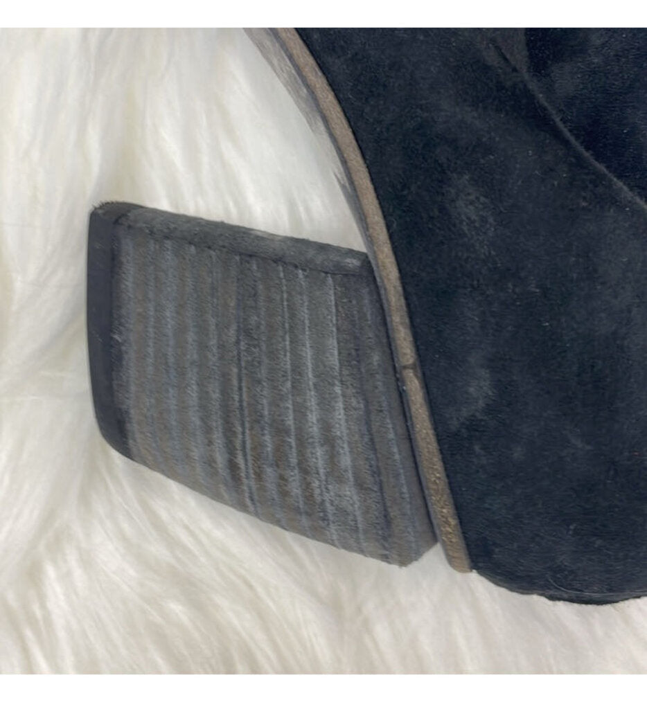 Officine Creative Black Suede Bootie w/Silver Heel Zipper Size 39.5