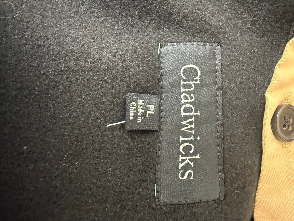 Chadwicks Black & Tan Trench Hooded Rain Coat Size L