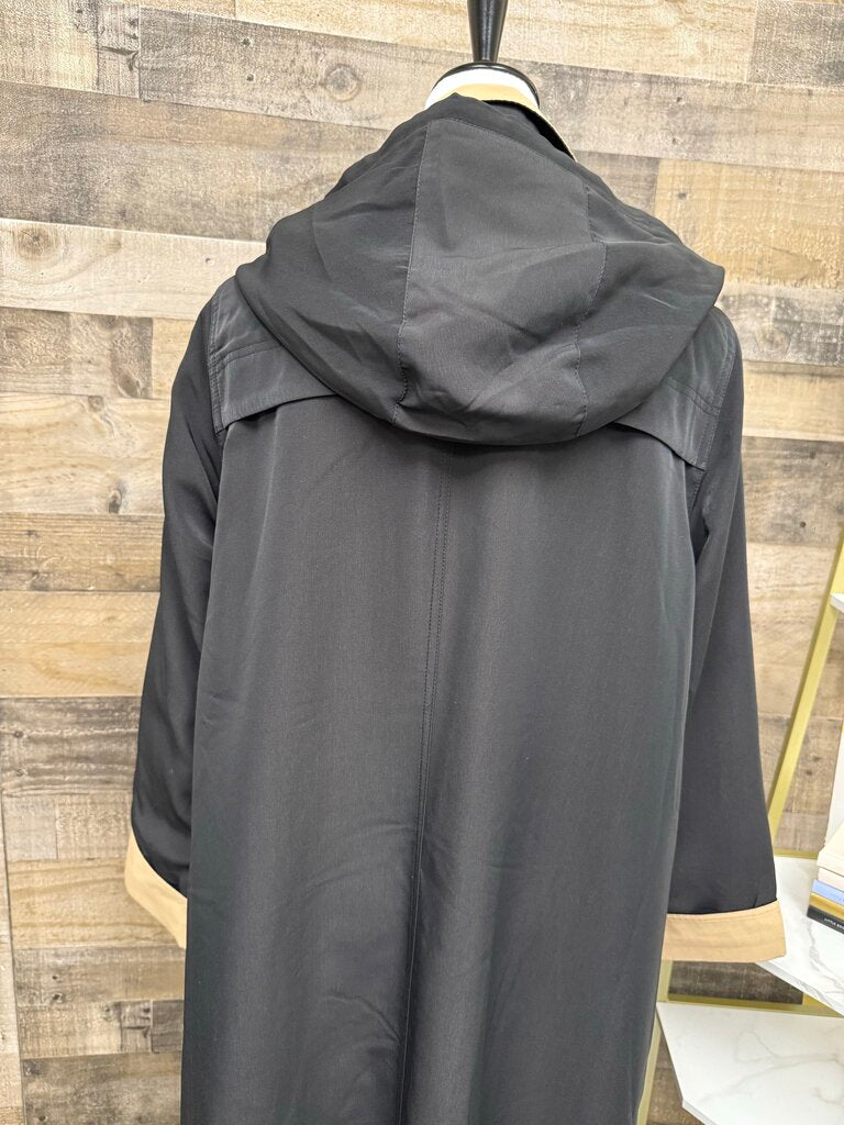 Chadwicks Black & Tan Trench Hooded Rain Coat Size L