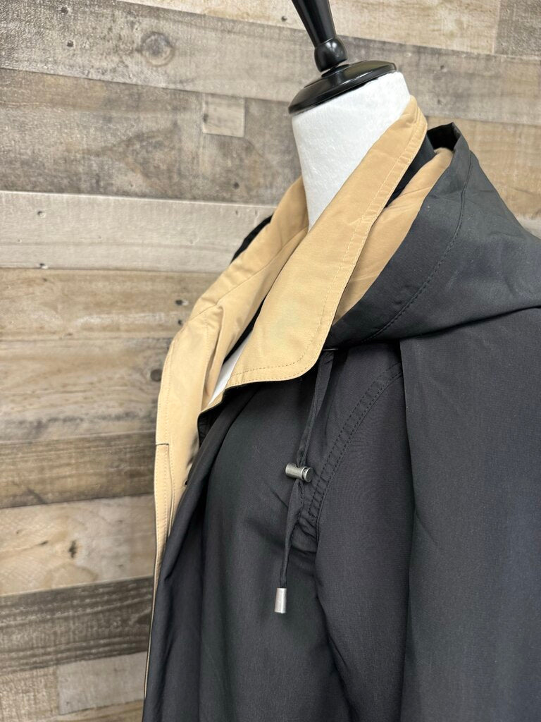 Chadwicks Black & Tan Trench Hooded Rain Coat Size L