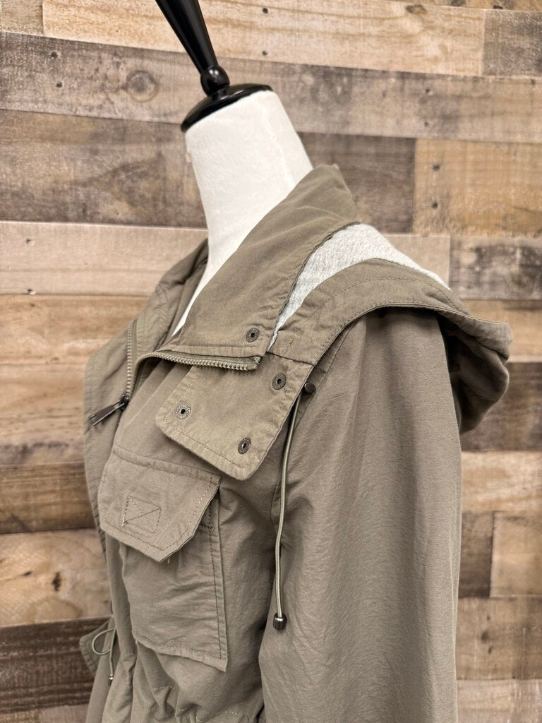 Bernardo Army Green Gray Hooded Mid Length Jacket Size L