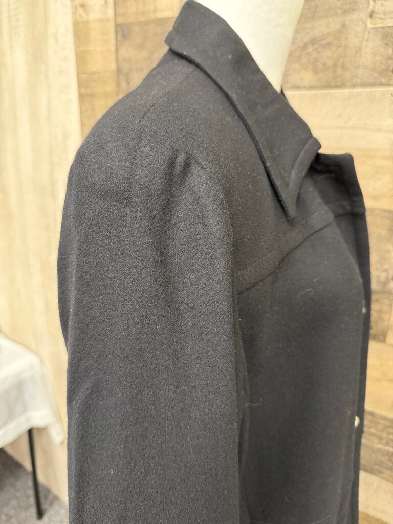 Harve Beard By Beard Haltzman Black Wool Button Trench Coat Size 12