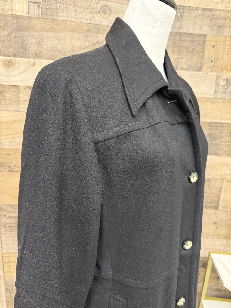 Harve Beard By Beard Haltzman Black Wool Button Trench Coat Size 12