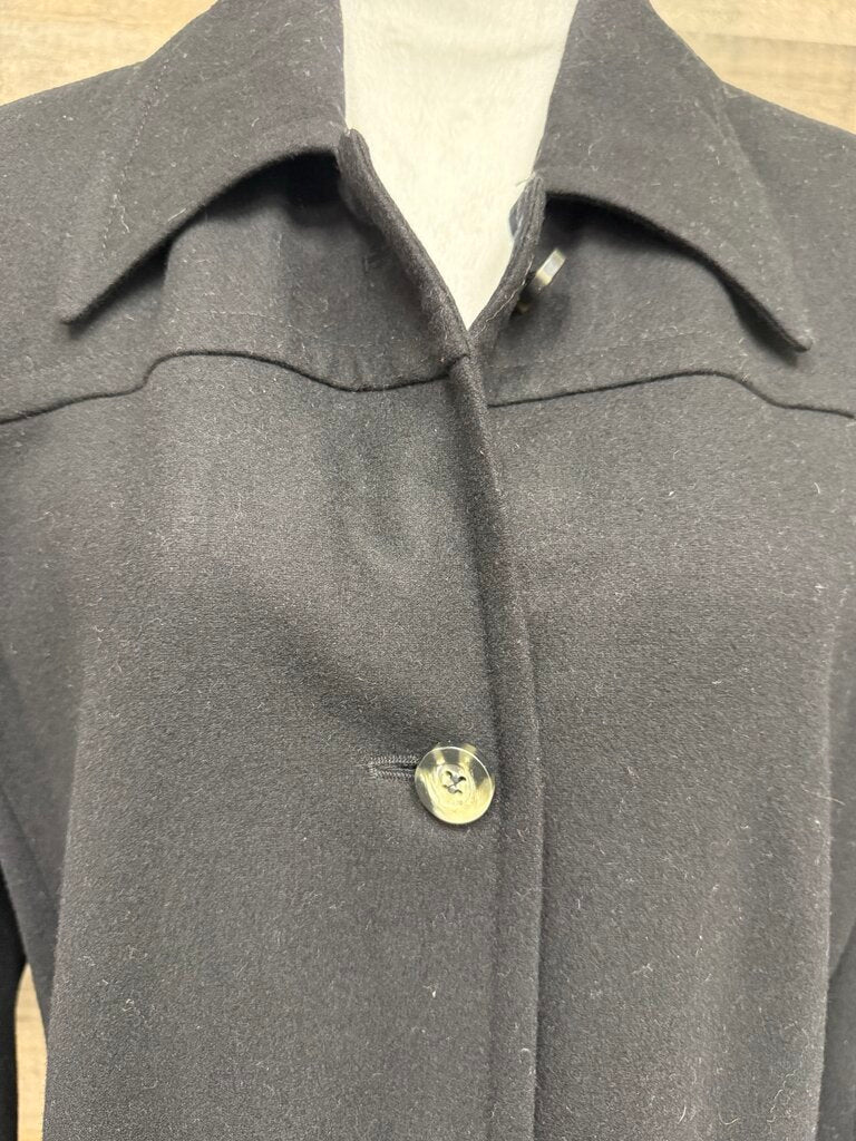 Harve Beard By Beard Haltzman Black Wool Button Trench Coat Size 12