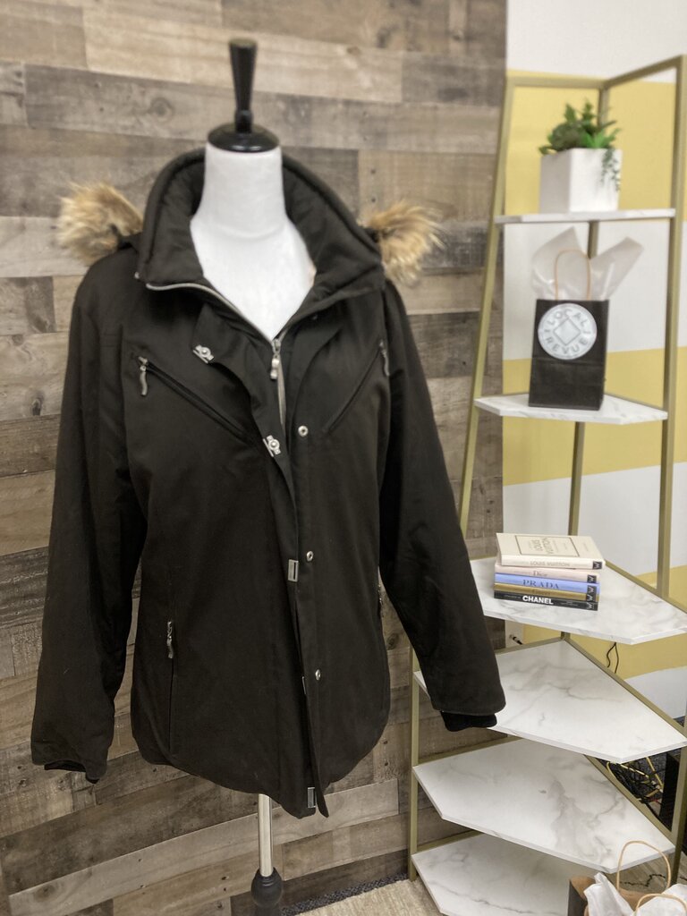Fera Thermolite Black Faux Fur Hood Winter Coat Size 12