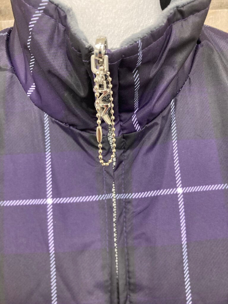 Zero Xposur Reversible Purple & Black Plaid & Gray Fleece Winter Jacket Size L
