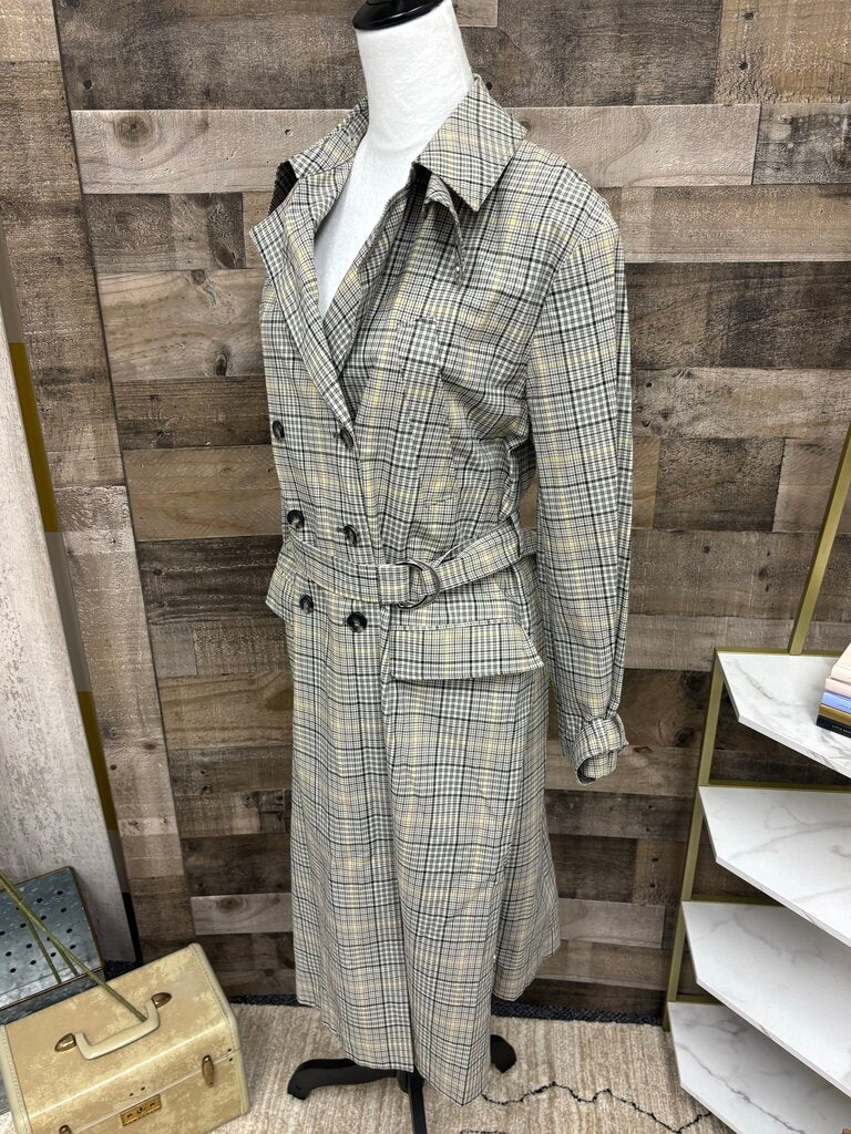 ba&sh Manteau Green & Yellow Trench Coat Size S