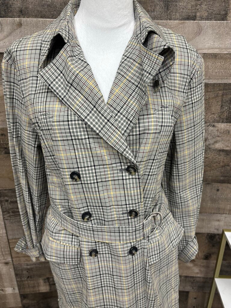 ba&sh Manteau Green & Yellow Trench Coat Size S