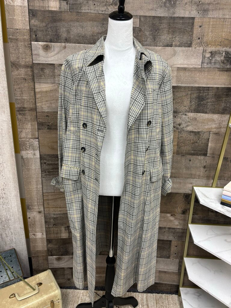 ba&sh Manteau Green & Yellow Trench Coat Size S