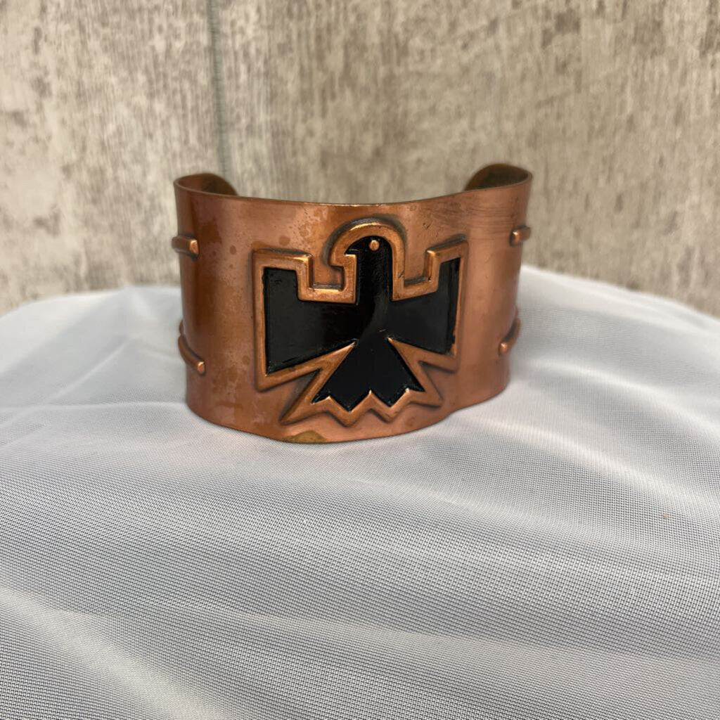 Vintage Post Native American Faux Copper Cuff w/Thunderbird
