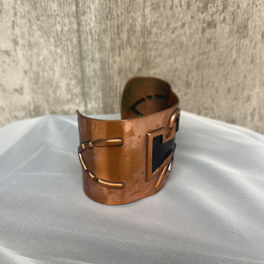 Vintage Post Native American Faux Copper Cuff w/Thunderbird