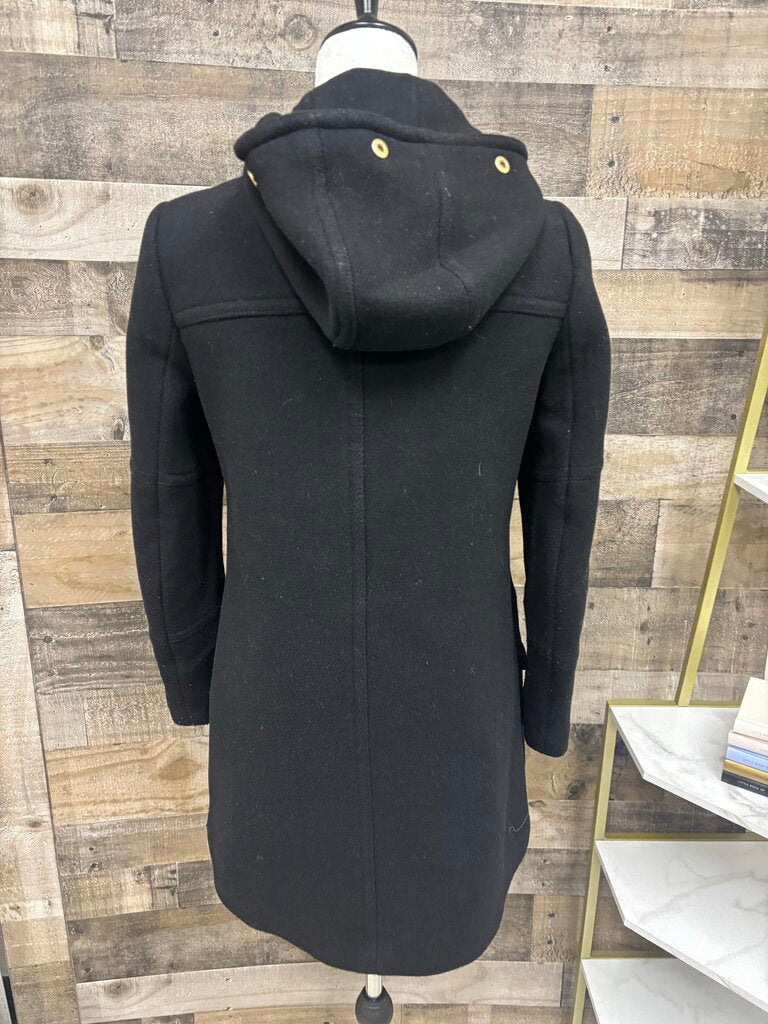 J Crew Stadium Cloth Nello Gori Black Wool Coat Size 0
