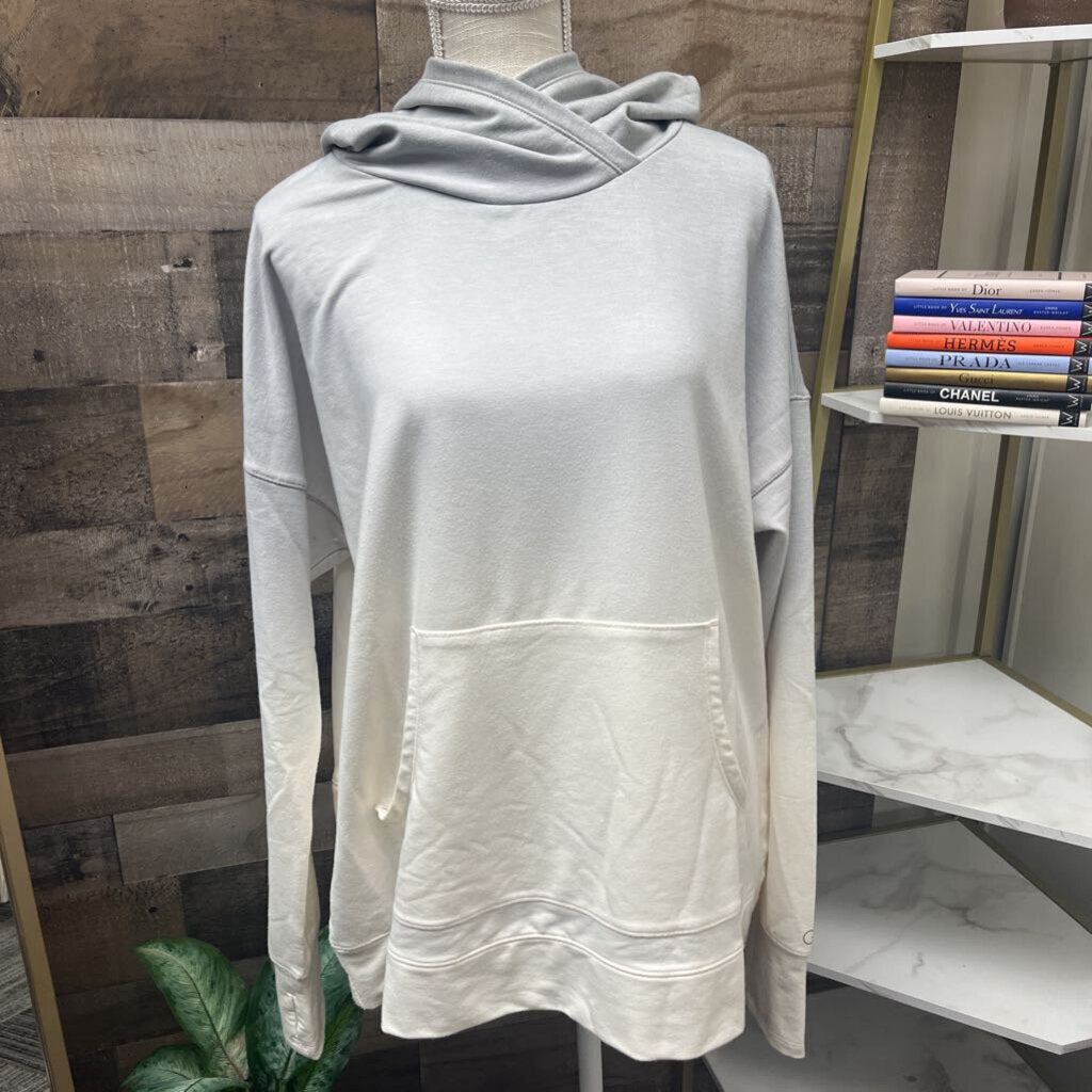 Calia by Carrie Underwood Gray & Cream Dip Dyed Hoodie Size XL