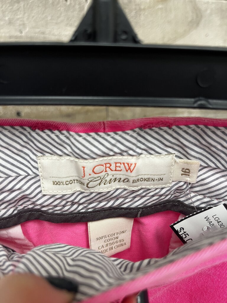 J Crew Pink Broken In Chino Shorts Size 16