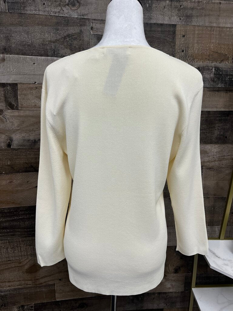 NWT Dana Buchman Ivory Sweater w/Gold Chain V-Neckline Size XL