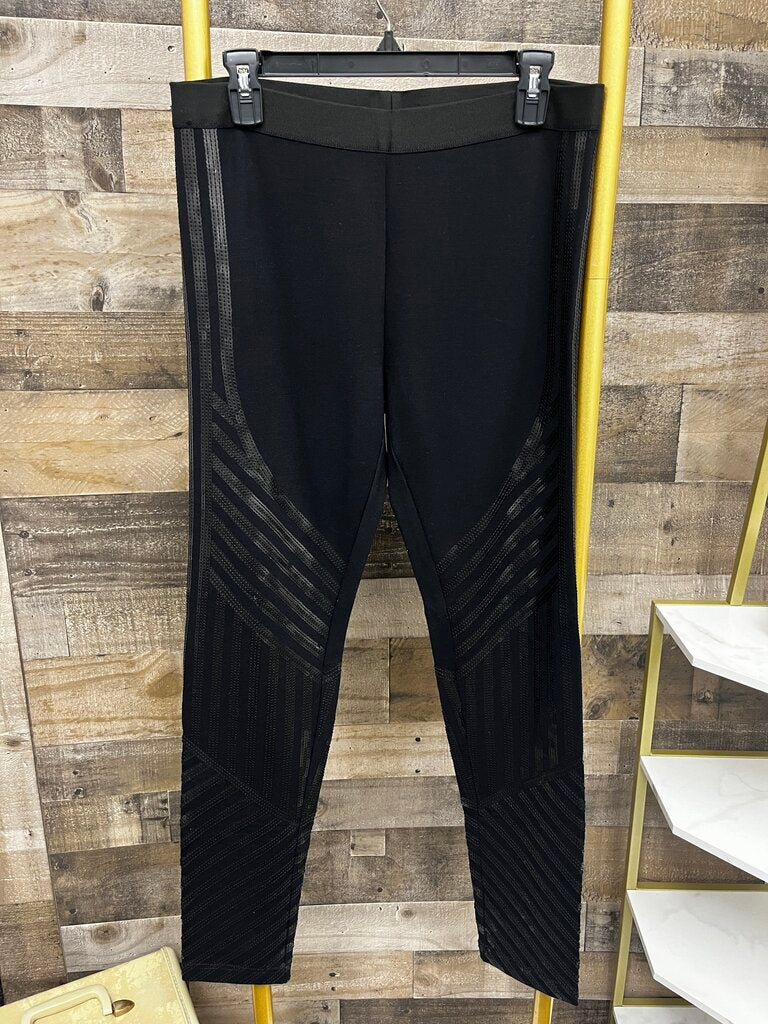 BCBGMaxazria "Lacie" Black Sequence Leggings Size L