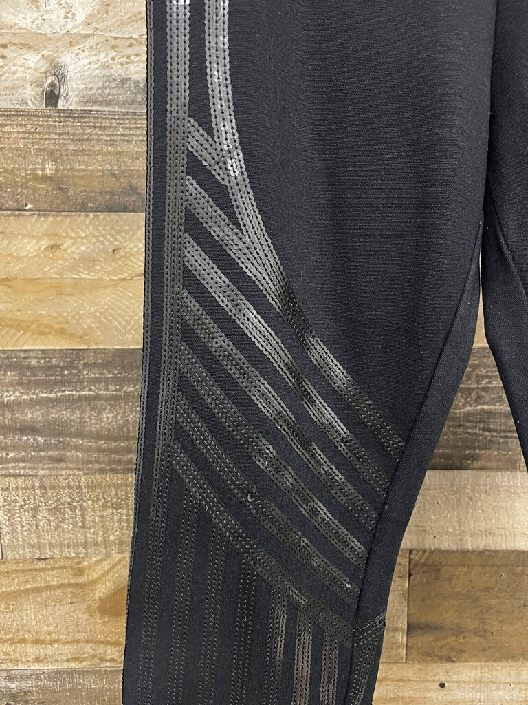 BCBGMaxazria "Lacie" Black Sequence Leggings Size L