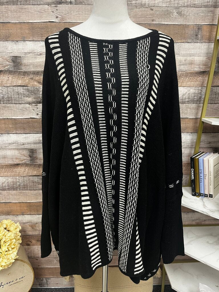 NWT Marla Lynne Black & White Dolman Sleeve Sweater Size XL