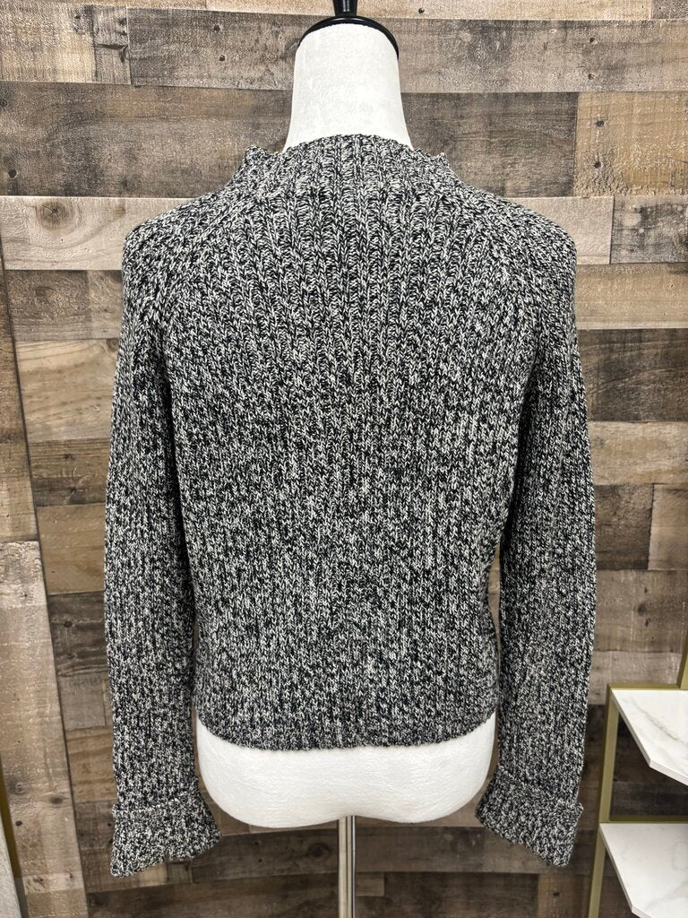 SO Black & White Tweed Mock Turtleneck Sweater Size L