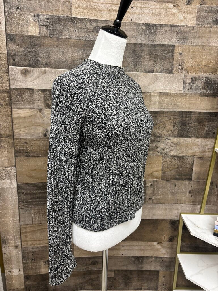 SO Black & White Tweed Mock Turtleneck Sweater Size L