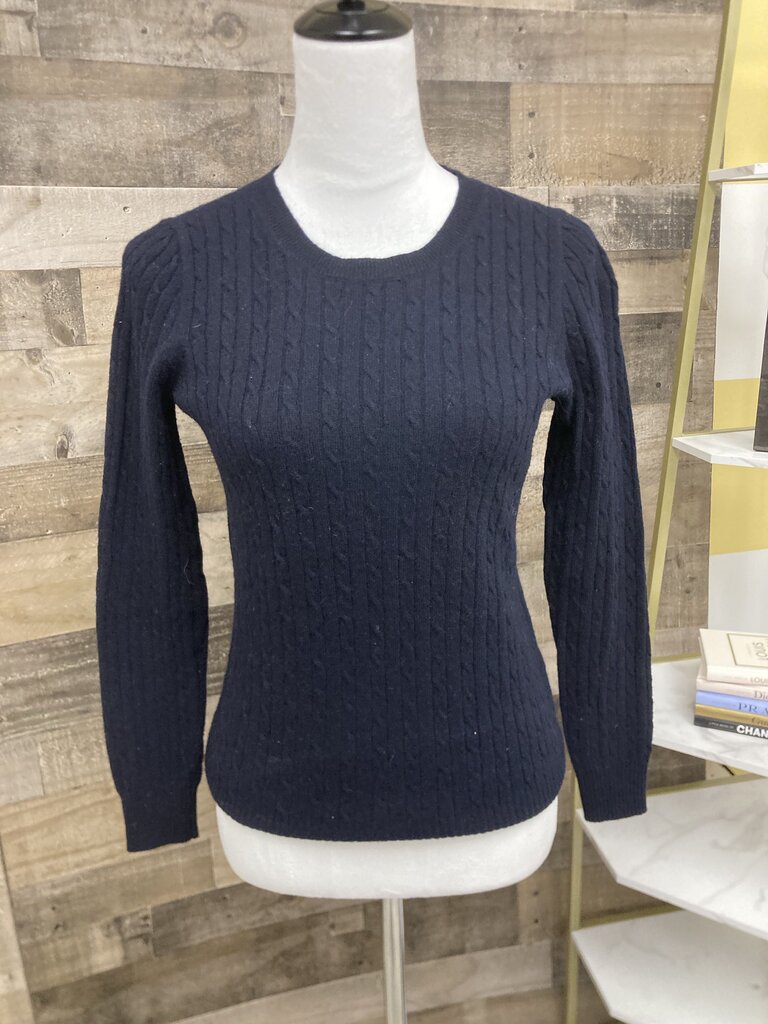 J Crew Navy Cable Knit Crew Neck Size S