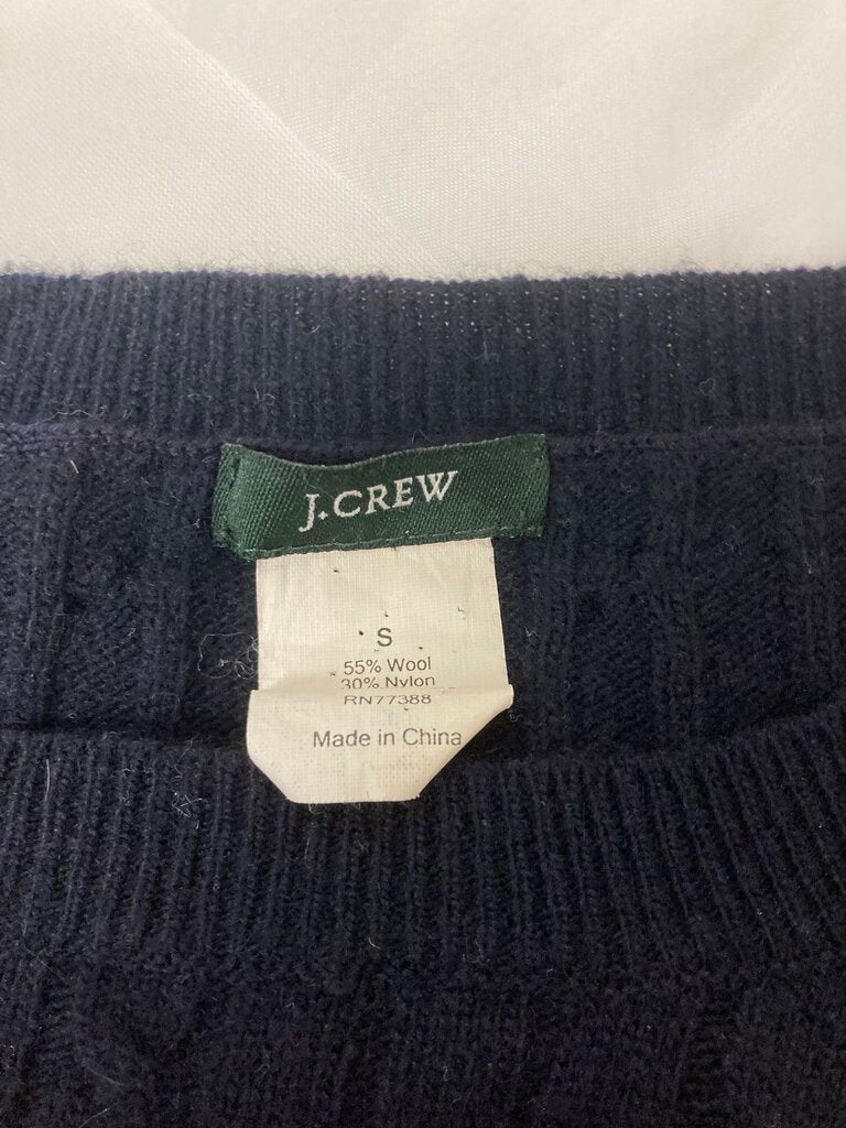 J Crew Navy Cable Knit Crew Neck Size S
