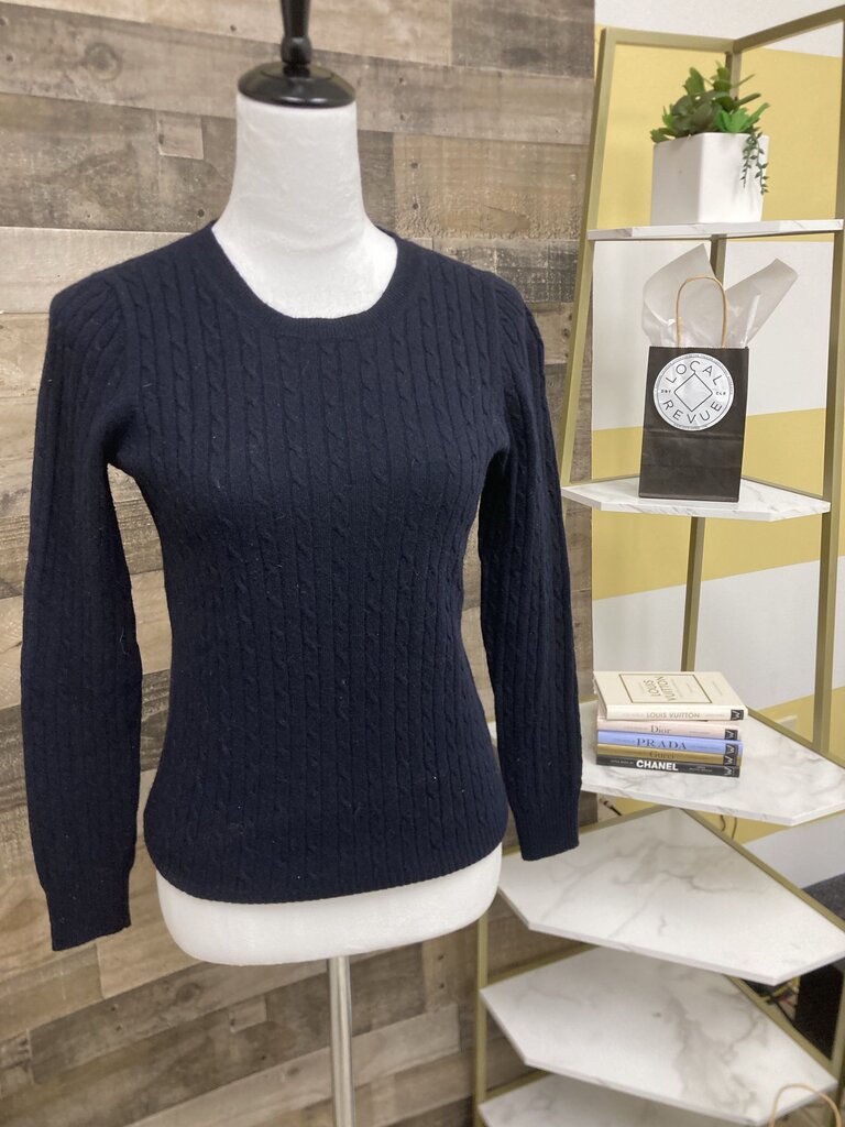 J Crew Navy Cable Knit Crew Neck Size S