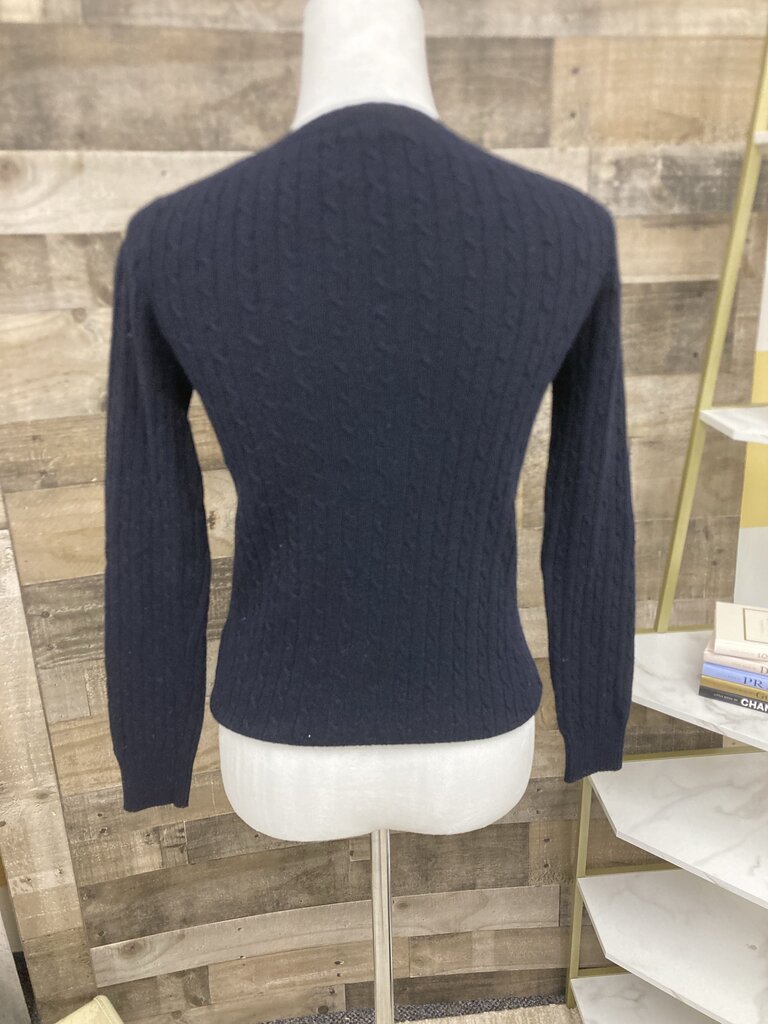 J Crew Navy Cable Knit Crew Neck Size S