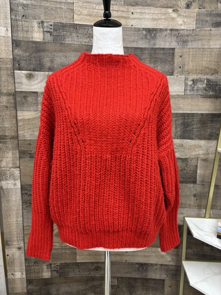 Sleeping On Snow Red Mock Neck Chunky Size XS