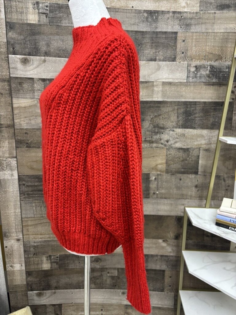 Sleeping On Snow Red Mock Neck Chunky Size XS