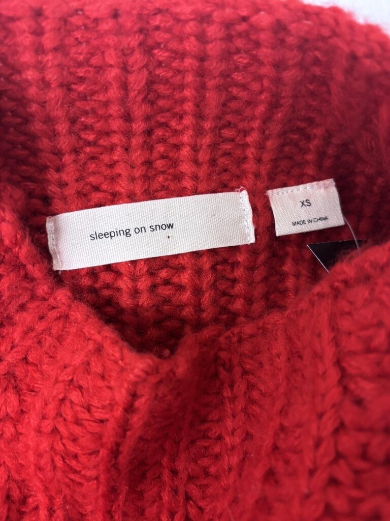 Sleeping On Snow Red Mock Neck Chunky Size XS