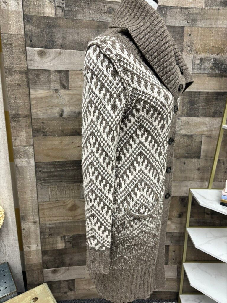 Banana Republic Tan & Cream Chunky Wool Cardigan Duster Size S