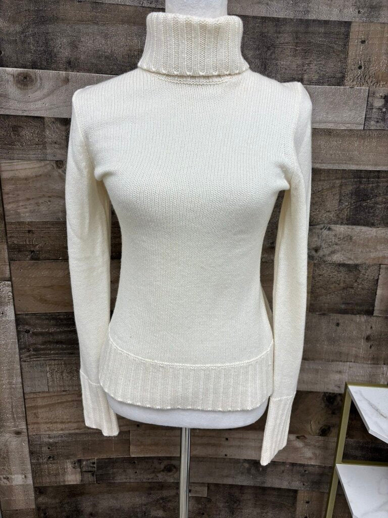 J Crew Italian Cashmere Cream Turtleneck Size S