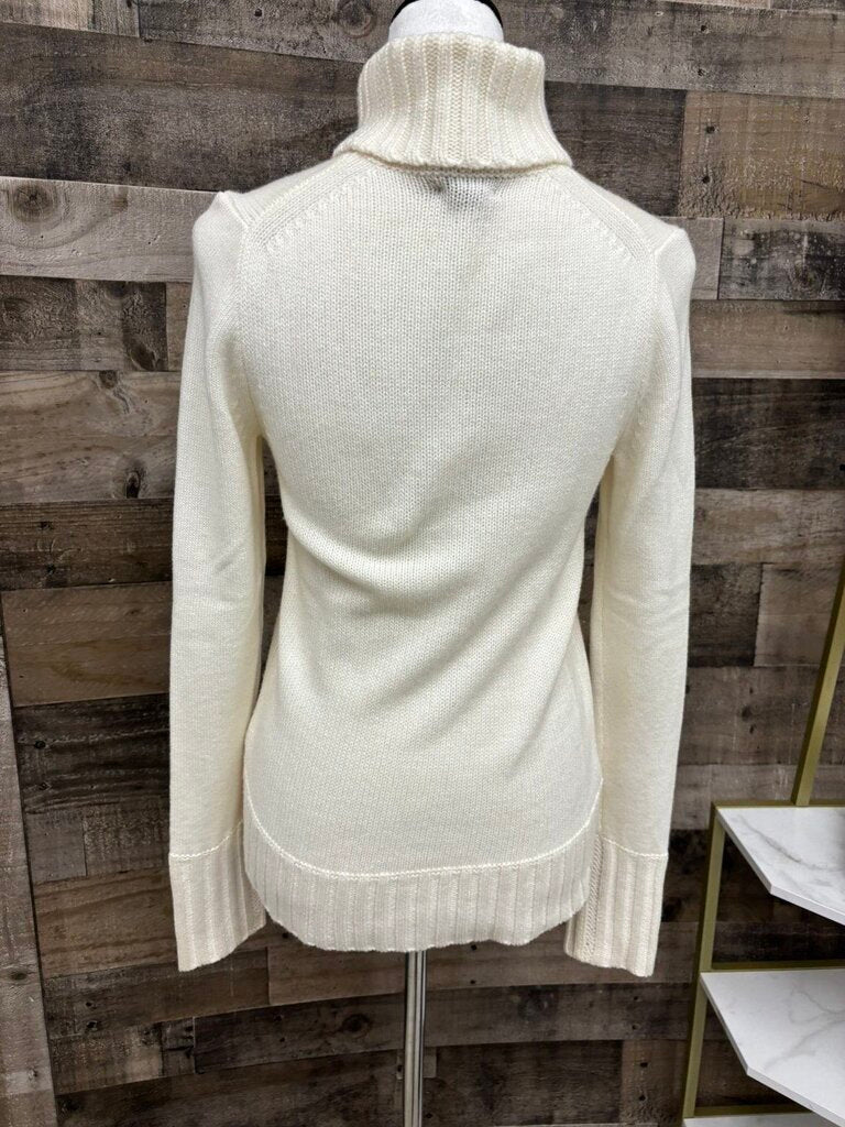 J Crew Italian Cashmere Cream Turtleneck Size S