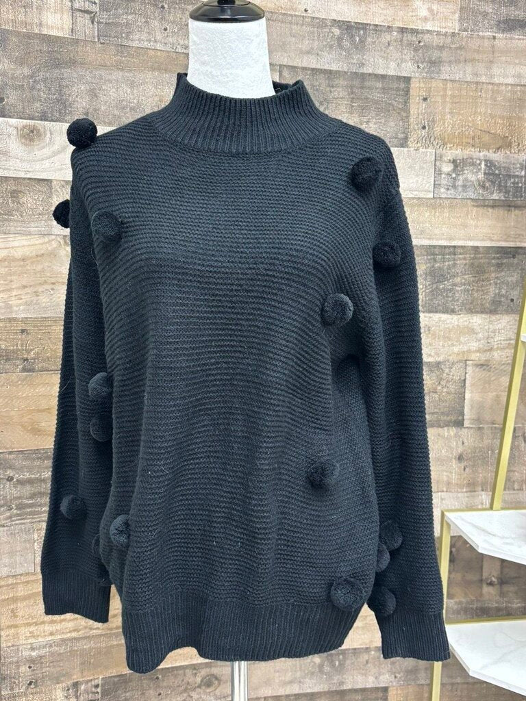 Blushing Heart Black Mock w/Pom Poms Size S