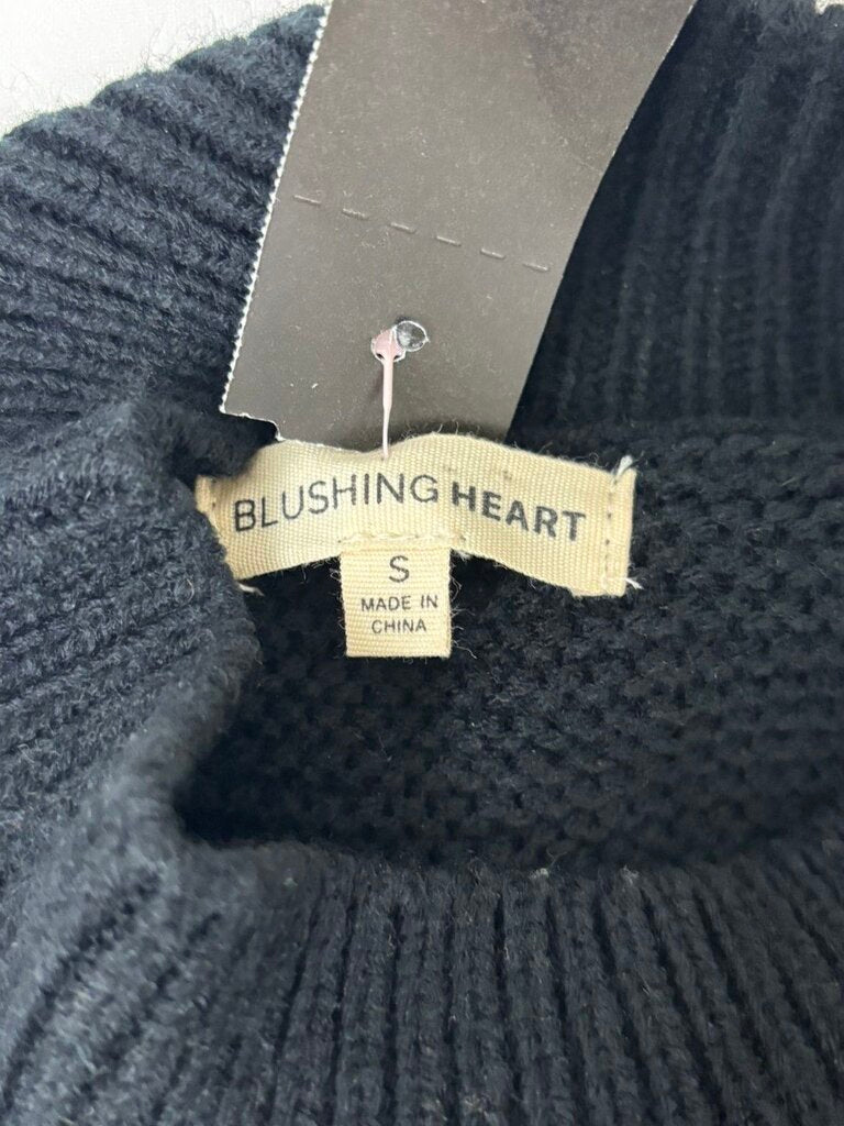 Blushing Heart Black Mock w/Pom Poms Size S