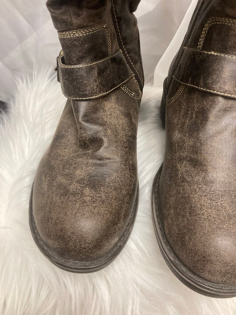 Decree Brown Faux Leather Moto Size 7.5
