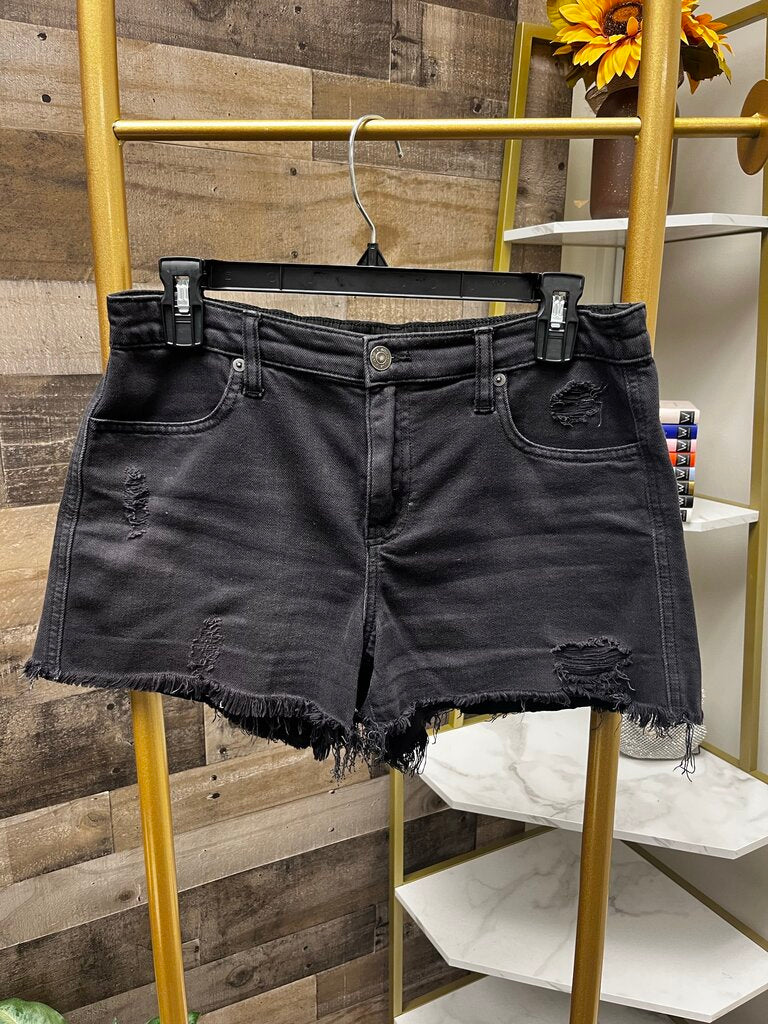 Aerie Black Distressed Jean Shorts Size S