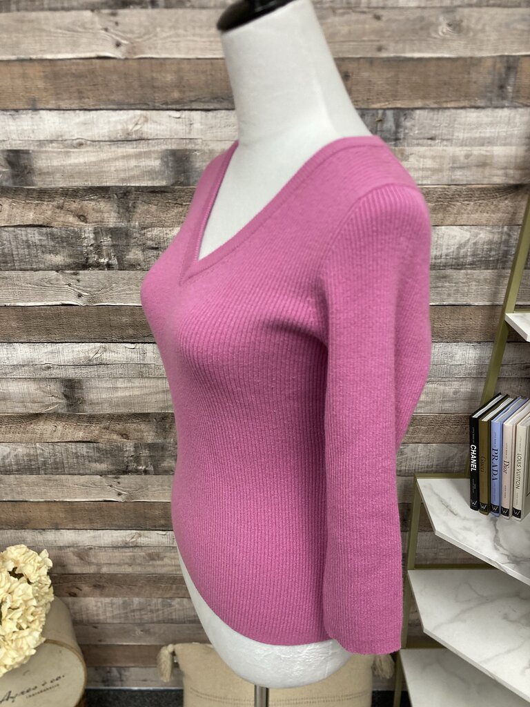 INC Internat'l Concepts 3/4 Length Sleeve Ribbed Pink Size L
