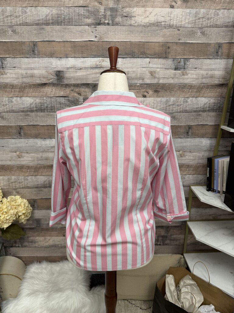 Talbots Pink & White Vertical Stripped Button Down Size 10