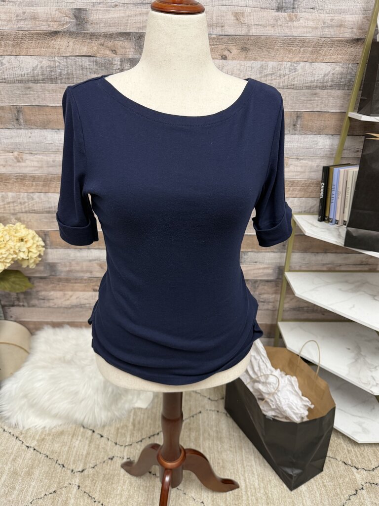 Lauren Ralph Lauren Navy 3/4 Length Sleeve Size L