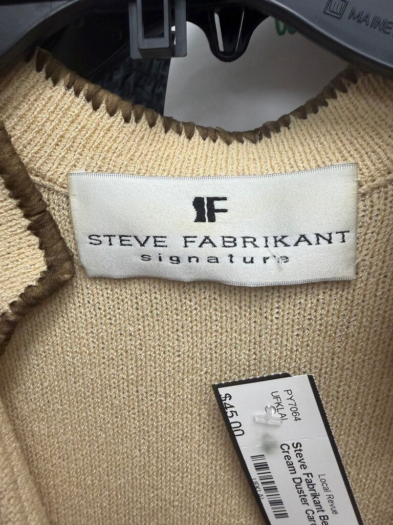 Steve Fabrikant Beaded Wool Cream Duster Cardigan Size M